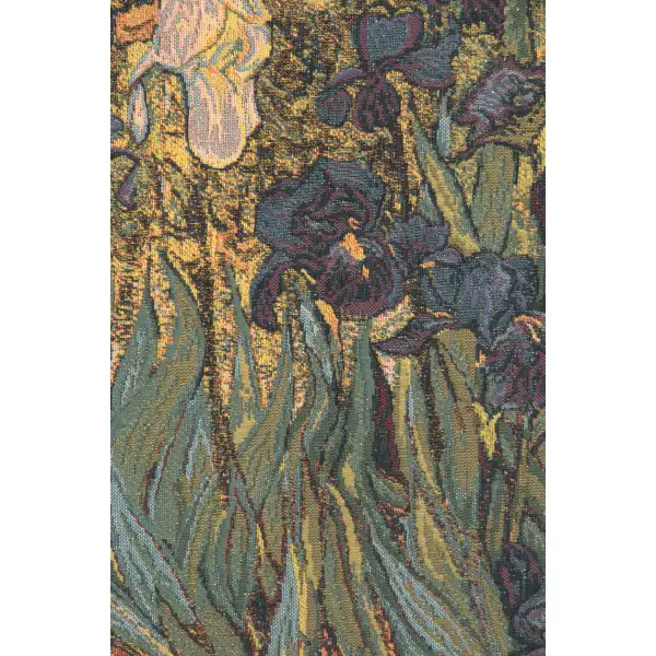 Iris Belgian Tapestry Wall Hanging - 32 in. x 27 in. Cotton by Vincent Van Gogh | Close Up 1