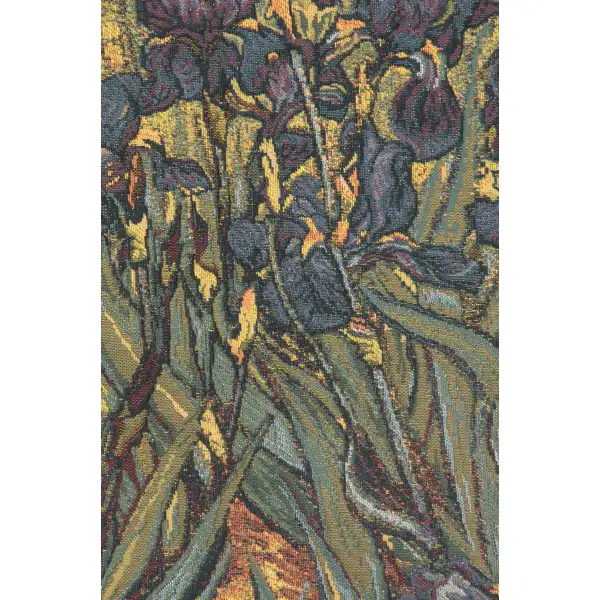 Iris Belgian Tapestry Wall Hanging - 32 in. x 27 in. Cotton by Vincent Van Gogh | Close Up 2