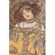 Mucha Autumn Belgian Tapestry Wall Hanging - 26 in. x 60 in. Cotton/Polyester by Alphonse Mucha | Close Up 1