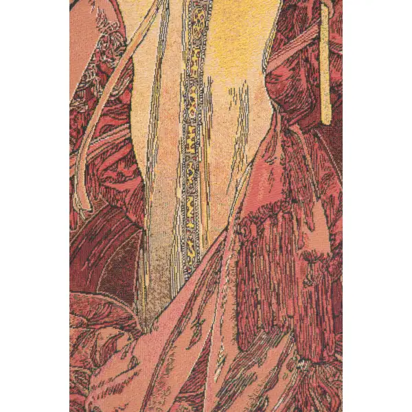 Mucha Autumn Belgian Tapestry Wall Hanging - 26 in. x 60 in. Cotton/Polyester by Alphonse Mucha | Close Up 2