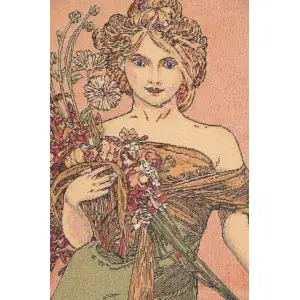 Mucha Spring Belgian Tapestry Wall Hanging - 26 in. x 60 in. Cotton/Polyester by Alphonse Mucha
