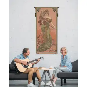 Mucha Spring Belgian Tapestry Wall Hanging - 26 in. x 60 in. Cotton/Polyester by Alphonse Mucha