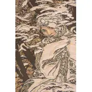 Mucha Winter Belgian Tapestry Wall Hanging - 27 in. x 58 in. Cotton/Polyester by Alphonse Mucha | Close Up 1