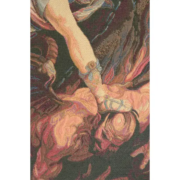 St. Michele Arcangelo Italian Tapestry - 24 in. x 36 in. Cotton/Viscose/Polyester by Guido Reni | Close Up 1