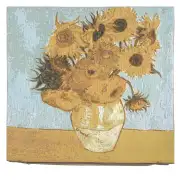 C Charlotte Home Furnishings Inc Sunflowers European Cushion Cover | Decorative Cushion Case with Cotton Viscose & Polyester | 18x18 Inch Cushion Cover for Living Room Couches | by Vincent Van Gogh | Close Up 1