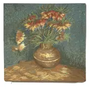 C Charlotte Home Furnishings Inc Lilies by Van Gogh French Tapestry Cushion - 19 in. x 19 in. Cotton by Vincent Van Gogh | Close Up 1