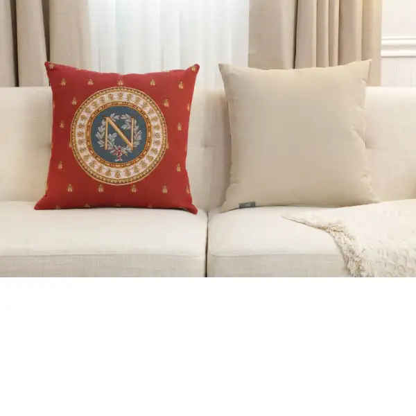 Red Napoleon Tapestry Cushion Cover - 18 in. x 18 in. Cotton by Charlotte Home Furnishings Inc | Close Up 5