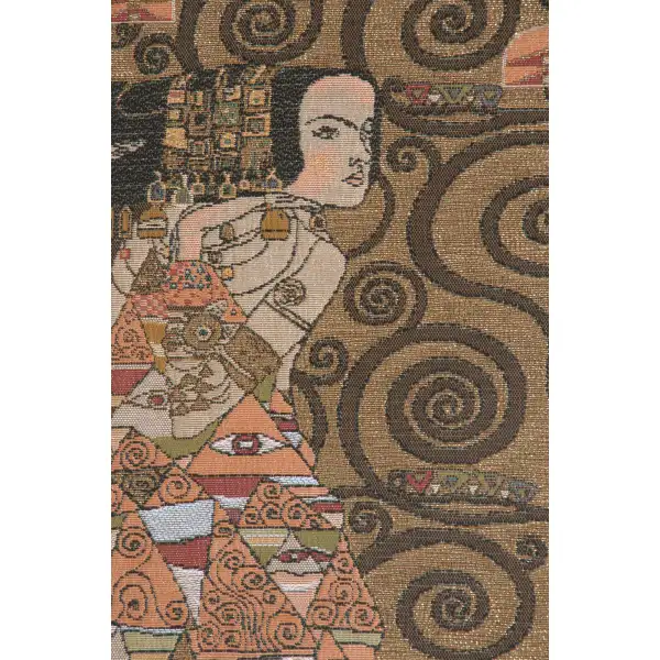 L'Attente Klimt A Gauche Or French Wall Tapestry - 18 in. x 38 in. Cotton/Viscose/Polyester by Gustav Klimt | Close Up 1