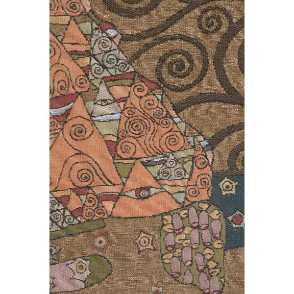 L'Attente Klimt A Gauche Or French Wall Tapestry - 18 in. x 38 in. Cotton/Viscose/Polyester by Gustav Klimt | Close Up 2