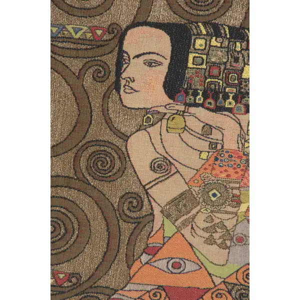 L'Attente Klimt A Droite Or French Wall Tapestry - 18 in. x 38 in. Cotton/Viscose/Polyester by Gustav Klimt | Close Up 1