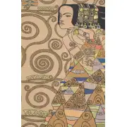 L'Attente Klimt A Droite Clair French Wall Tapestry - 18 in. x 38 in. Cotton/Viscose/Polyester by Gustav Klimt | Close Up 1