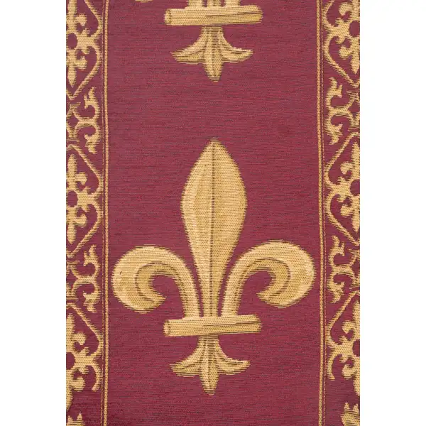 Fleur de Lys Red TR Belgian Table Runner | Close Up 1