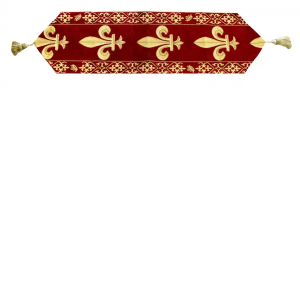 Fleur de Lys Red TR Belgian Table Runner | Close Up 2