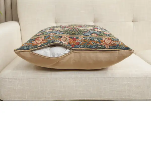 C Charlotte Home Furnishings Inc Birds Face to Face II French Tapestry Cushion - 19 in. x 19 in. Cotton by William Morris | Close Up 4