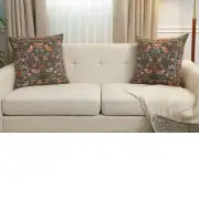 C Charlotte Home Furnishings Inc Birds Face to Face II French Tapestry Cushion - 19 in. x 19 in. Cotton by William Morris | Close Up 5