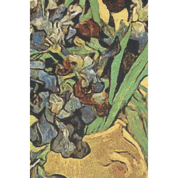 Van Gogh Iris Gold Belgian Tapestry Wall Hanging | Close Up 2