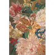 Terracotta Floral Bouquet Bright Belgian Tapestry Wall Hanging | Close Up 1