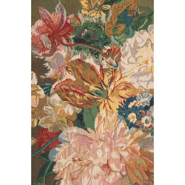 Terracotta Floral Bouquet Bright Belgian Tapestry Wall Hanging - 50 in. x 64 in. Cotton/Viscose/Polyester by Jan Van Huysum | Close Up 1