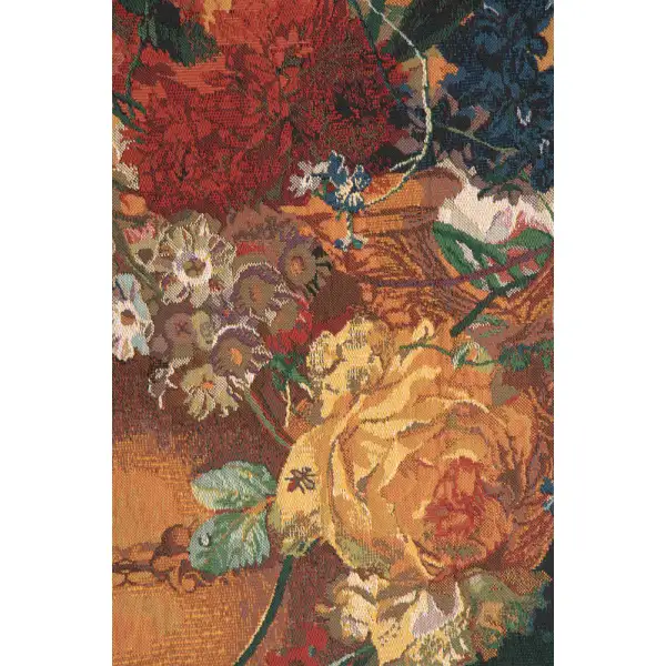 Terracotta Floral Bouquet Bright Belgian Tapestry Wall Hanging | Close Up 2