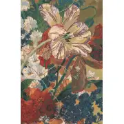 Terracotta Floral Bouquet Gold Belgian Tapestry Wall Hanging - 48 in. x 64 in. Cotton/Viscose/Polyester by Jan Van Huysum | Close Up 2