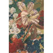 Terracotta Floral Bouquet Gold Belgian Tapestry Wall Hanging | Close Up 2