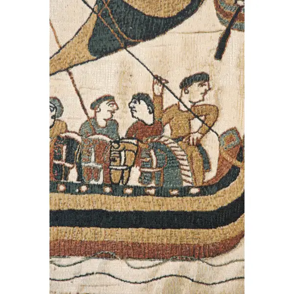 Bayeux Navigio Belgian Tapestry Wall Hanging - 32 in. x 14 in. Cotton/Viscose/Polyester by Charlotte Home Furnishings | Close Up 1