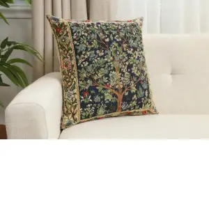 Charlotte Home Furnishings Throw Pillow Covers Decorative Boho Pillow Covers for Couch Living Room Blue Tree Square Pillow Cases 18x18 European Cotton Jacquard Woven for Cozy Bedroom Decor