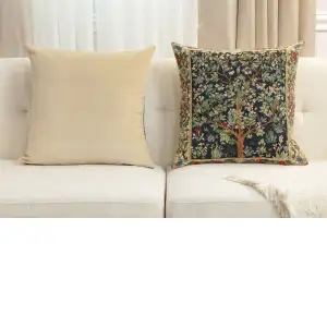 Charlotte Home Furnishings Throw Pillow Covers Decorative Boho Pillow Covers for Couch Living Room Blue Tree Square Pillow Cases 18x18 European Cotton Jacquard Woven for Cozy Bedroom Decor