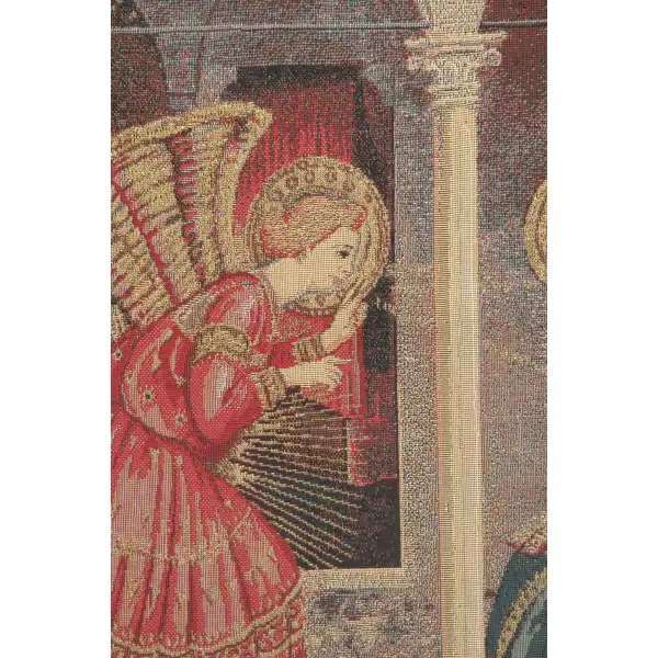 Annunciation With Gold Lurex European Tapestries - 26 in. x 20 in. Cotton/Viscose/Polyester by Fran Angelio | Close Up 1