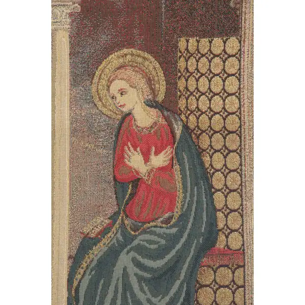 Annunciation With Gold Lurex European Tapestries - 26 in. x 20 in. Cotton/Viscose/Polyester by Fran Angelio | Close Up 2