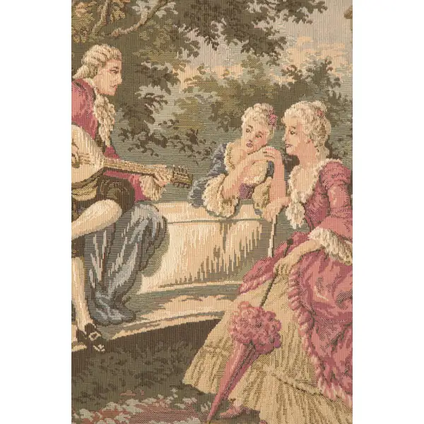 Society In The Park Belgian Tapestry Wall Hanging - 67 in. x 27 in. Cotton by Francois Boucher | Close Up 2
