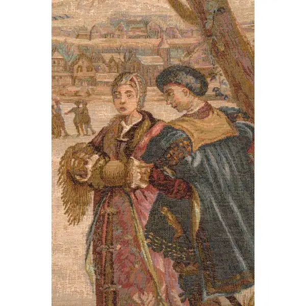 Les Patineurs I French Wall Tapestry - 58 in. x 44 in. Wool/cotton/others by Charlotte Home Furnishings | Close Up 2