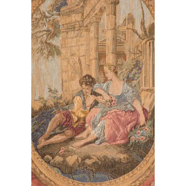 Medallion Serenade Rouge French Wall Tapestry - 44 in. x 58 in. Wool/cotton/others by Francois Boucher | Close Up 1