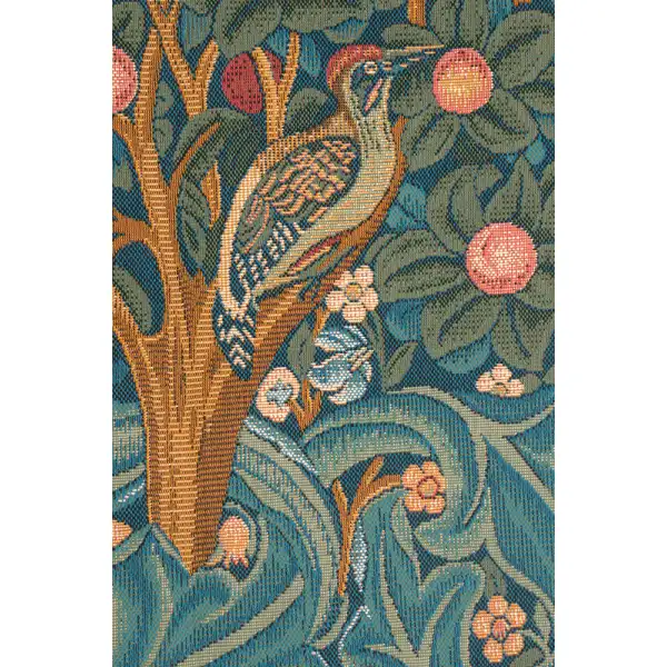 Woodpecker With Verse French Wall Tapestry - 19 in. x 40 in. Cotton/Viscose/Polyester by William Morris | Close Up 2