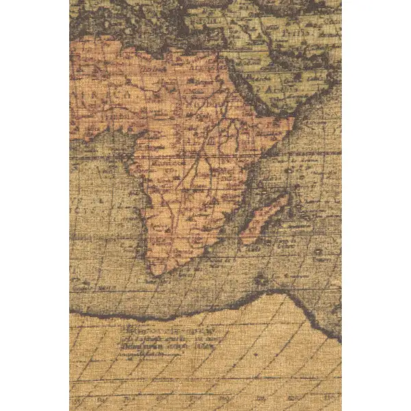 Antique Map Belgian Tapestry Wall Hanging - 72 in. x 54 in. SoftCottonChenille by Abraham Ortelius | Close Up 1