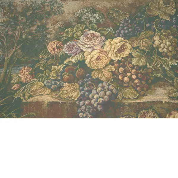 Bouquet with Grapes Green Italian Tapestry | Close Up 1