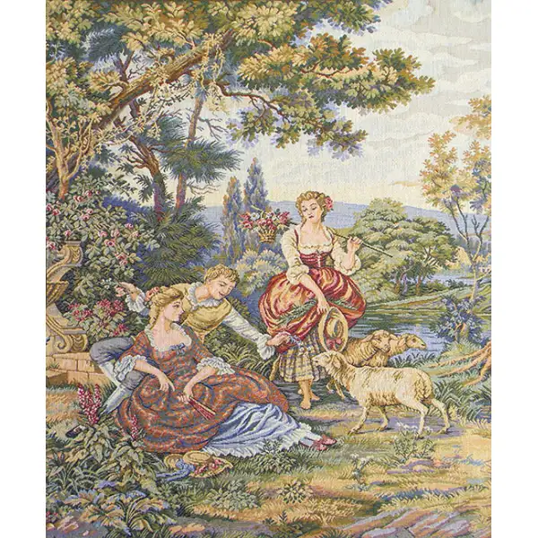Pastorella Italian Tapestry - 15 in. x 18 in. Cotton/Viscose/Polyester by Francois Boucher | Close Up 1
