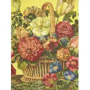 Flower Basket with Yellow Chenille Background Italian Tapestry | Close Up 1