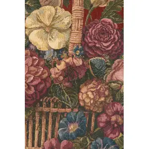 Flower Basket With Burgundy Chenille Background Italian Tapestry - 45 in. x 26 in. Cotton/Viscose/Polyester by Charlotte Home Furnishings Inc
