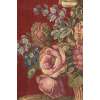 Flower Basket with Burgundy Chenille Background Italian Tapestry Wall Hanging | Close Up 2