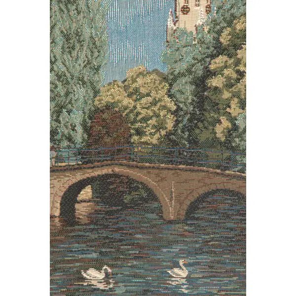 Brugges Riverside With Bridge French Wall Tapestry - 29 in. x 22 in. Cotton/Viscose/Polyester by Charlotte Home Furnishings | Close Up 1