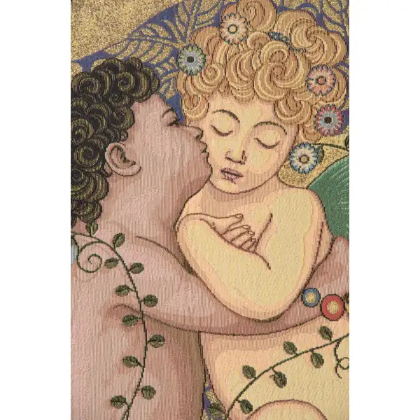 The First Kiss Italian Tapestry - 24 in. x 36 in. Cotton/Viscose/Polyester by Gustav Klimt | Close Up 1
