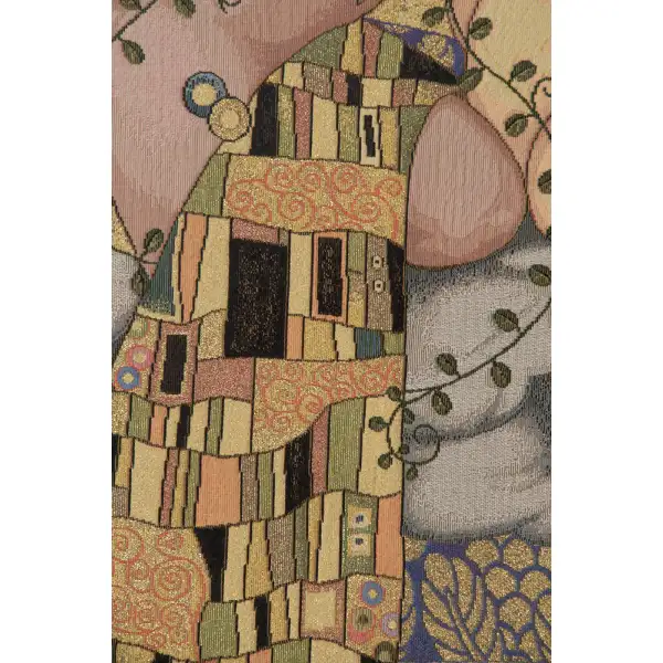 The First Kiss Italian Tapestry - 24 in. x 36 in. Cotton/Viscose/Polyester by Gustav Klimt | Close Up 2