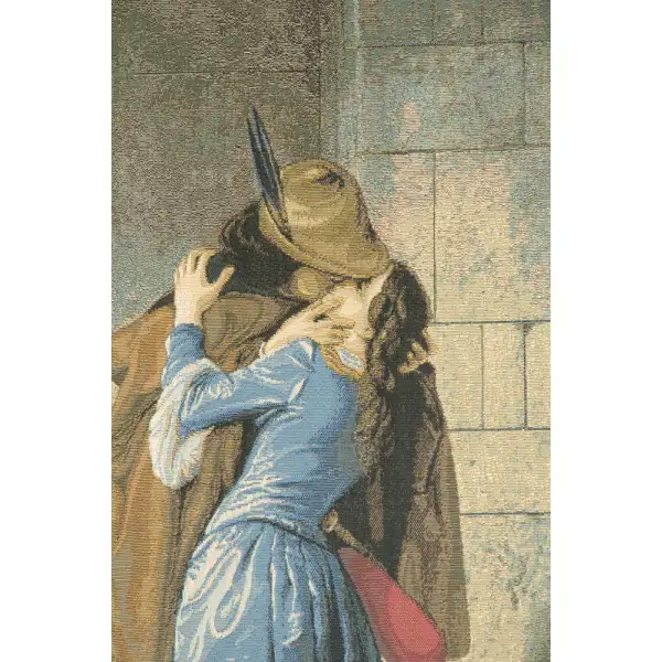 The Kiss Italian Tapestry - 20 in. x 24 in. Cotton/Viscose/Polyester by Francesco Hayez | Close Up 1