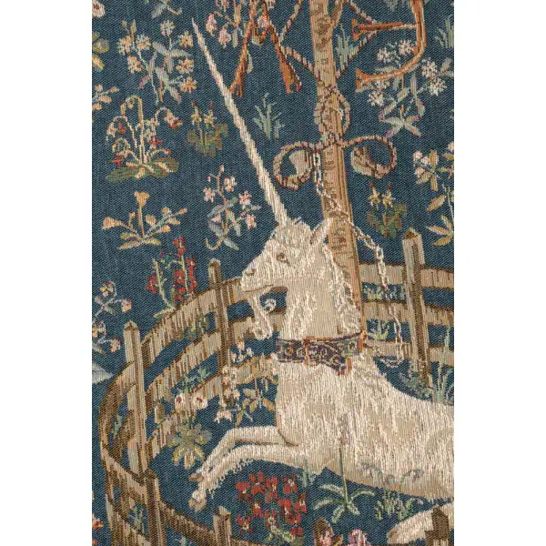 Licorne Captive Blue French Wall Tapestry - 34 in. x 44 in. Wool/cotton/others by Charlotte Home Furnishings | Close Up 1