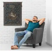 Licorne Captive Blue French Wall Tapestry | Life Style 2