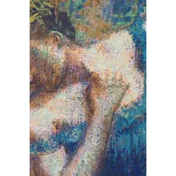 Blue Dancers Belgian Tapestry Wall Hanging - 24 in. x 24 in. Cotton/Viscose/Polyester by Edgar Degas | Close Up 2