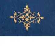 Fleur de Lys Blue Belgian Tapestry Throw | Close Up 1