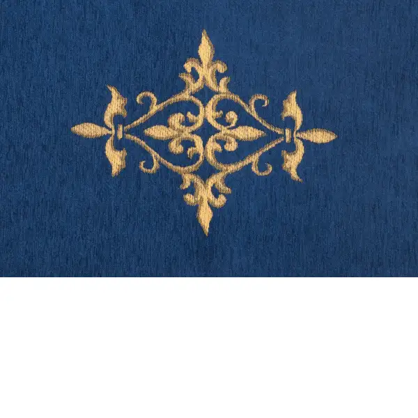 Fleur De Lys Blue Belgian Throw - 58 in. x 58 in. Cotton by Charlotte Home Furnishings | Close Up 1