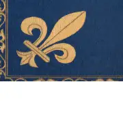 Fleur de Lys Blue Belgian Tapestry Throw | Close Up 2